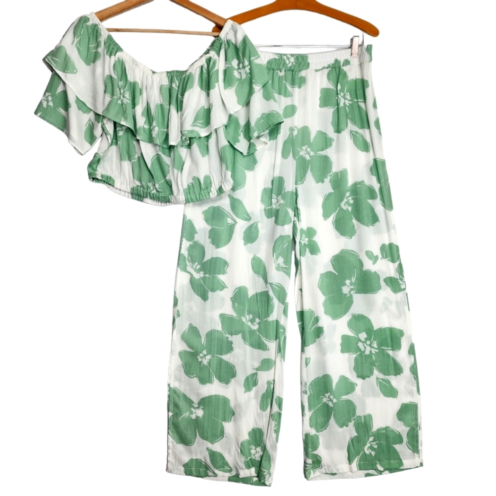 Girl Soul Floral Woman Set Sz XL Two Pieces Summer Style